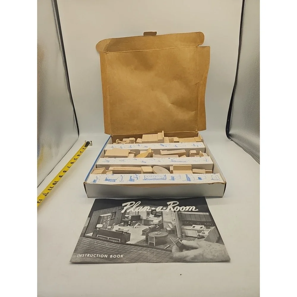 Paul MacAlister‎ Original Plan-A-Room 1950s Wooden Pieces Box Manual Vintage
